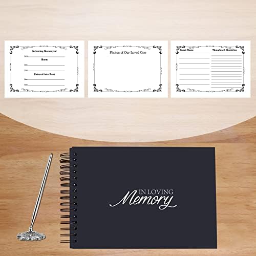 Fablus em Loving Memory Guest Book for Funeral, 1 Table Card e assinando caneta com suporte, 11,7 x8.3