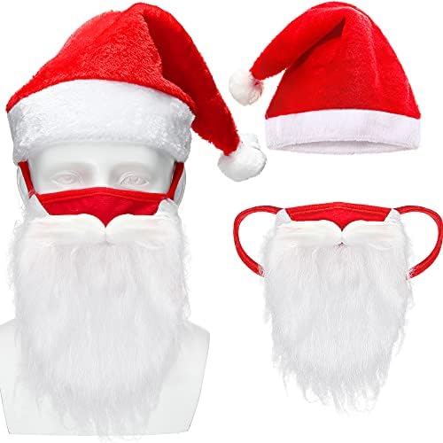 Cappa de rosto engraçado de Natal de cetim Cobertura de barba do Papai Noel com fantasia de Papai Noel