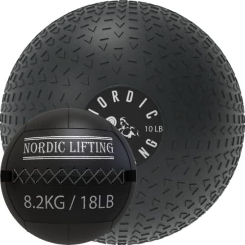 Nordic Lifting Slam Ball 10 lb pacote com bola de parede 18 lb