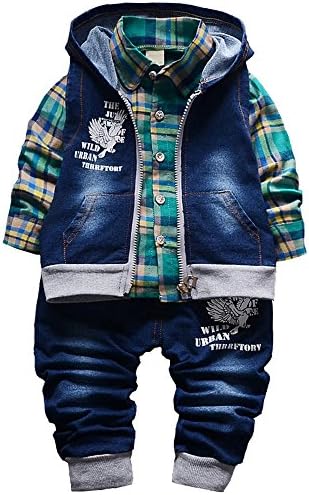 Yao Toddler Boy Boy Roupos, Spring Autumn Baby menino 3pcs Roupas conjuntos de jeans de capa de