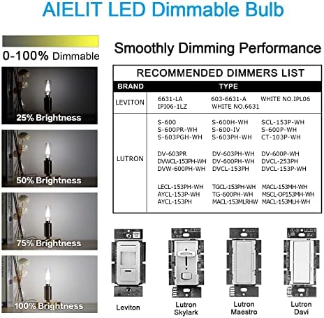 AIELIT 4-PACO 6W T10 E26 LED BULL/T8 E12 BULLE DE LUZ LED LED, Bulbo incandescente equivalente a 25W,