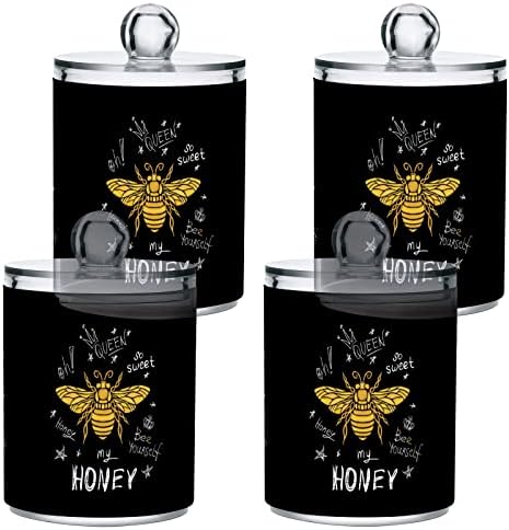 Yyzzh Honey Bee Queen Bordado de Gold Bordado Impressão de Inseto 4 Pacote Pacote QTIP Dispensador