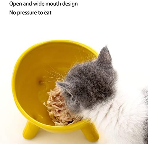 Tigelas de gato elevadas de cerâmica 15 ° Plataforma inclinada tigela alimentador de gato tigela de alimentação de gato levantada com suporte anti-esbelto anti-spill durável