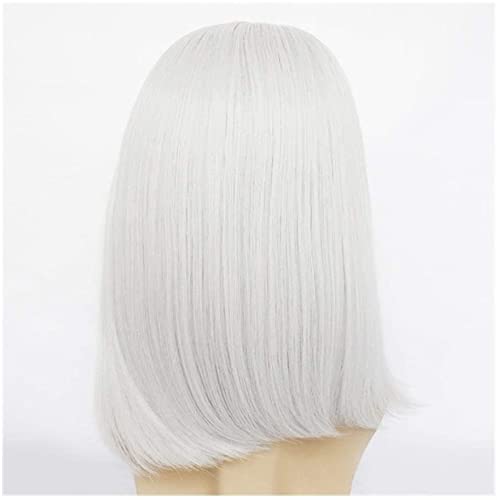 Peruca motoza cabelos brancos curtos perucas de cabelo curto sem franja gente sintética peruca pastel colorida