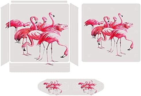 Protetor de pele de adesivo fofo de flamingo Tampa esbelta para PS-4 Slim/PS-4 Pro Console & 2 Controller