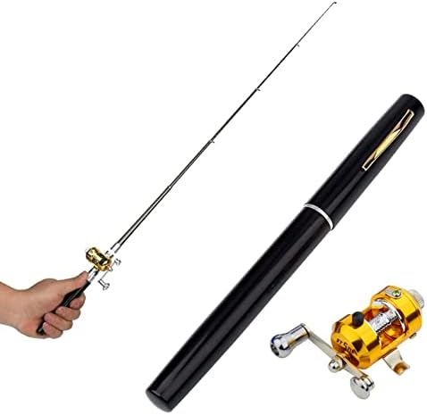 Pólo de pesca com caneta, mini -bolso de pesca haste de bobo combo combo portátil colapsível pólo de