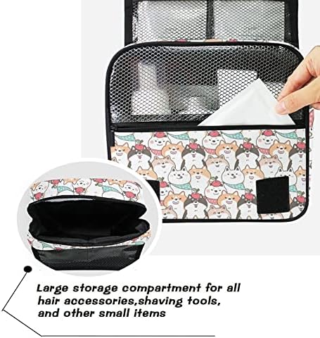 Bolsa de higiene pessoal pendurada desenho animado shiba inu cão maquiagem bolsa de viagem para produtos