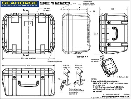 Seahorse SE-1220F Protetive Wheeled Case com espuma