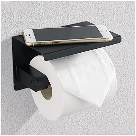 Rahyma Weiping - Suportes de papel higiênico preto suporte de papel higiênico com prateleira de alumínio da aviação