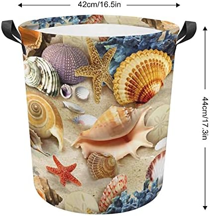 Sea Beach Starfish Oxford Cloth Casket com alças de cesta de armazenamento para organizador de brinquedos, quarto