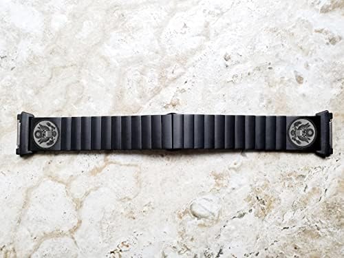 Nickston Graved Band Strap compatível com Fitbit Ionic Smartwatches Black Stainless Aço Saltela B-AS1