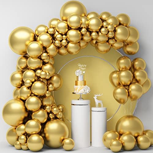 Balões de ouro metálico diferentes tamanhos, 105pcs cromados kit de arco de arco do balão de