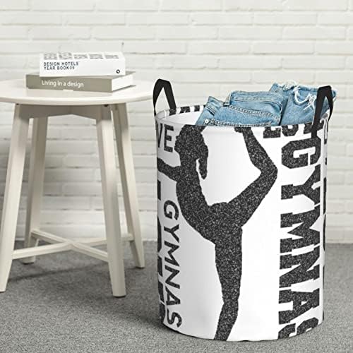 Nova ginástica de ginástica de amor imprimindo cesto de lavanderia grande com alça de lavanderia de água dobrável