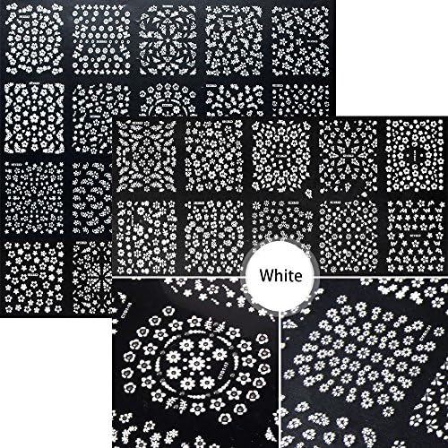 90 lençóis mistas mini adesivos de arte pregos preto branco colorido vários padrões Decalques