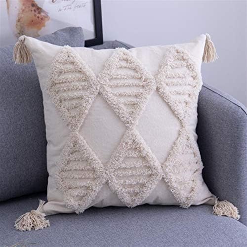 Yinge Removable Throw travesseiros, bordados geométricos feitos à mão capas de travesseiros de borda decorativa
