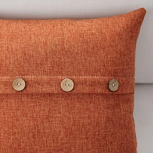 Conjunto Meekio de 2 capas de travesseiro de laranja queimadas 18 x 18 Tampas de travesseiro decorativo com botões