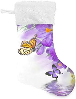 Tarity Christmas meias 1 pacote grande 18 em meias de natal com flores roxas lareira de borboleta