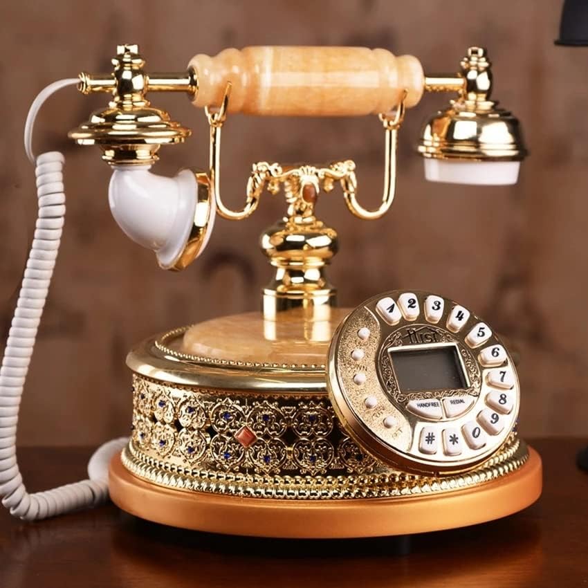 Houkai Antique telefone fixo telefônico com strass, identificação de chamadas DTMF/FSK, 16 toques, brilho