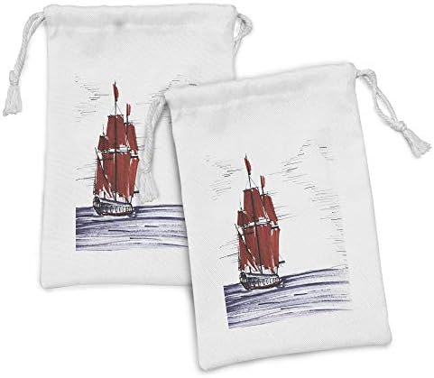 Conjunto de bolsas de tecido esboçado de Ambesonne, navegando navegando no tema marítimo do estilo