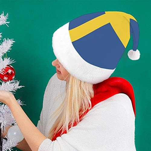 Chapéu de Papai Noel de Natal, chapéu de férias de Natal da bandeira da Suécia para adultos, Hats de Natal