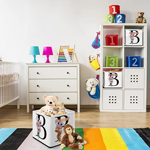 Bin Bin, letra B Toys Toys Caixa de cubos de armazenamento com alças, cesto de cestas de lona de lona aquarela