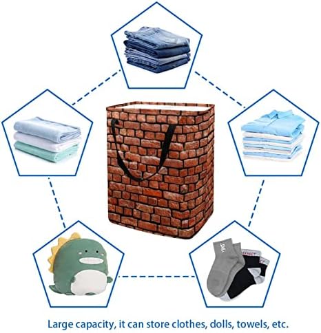 Blocks envelhecidos tijolos imprimíveis cesto de roupa dobrável, cestas de lavanderia à prova d'água 60l