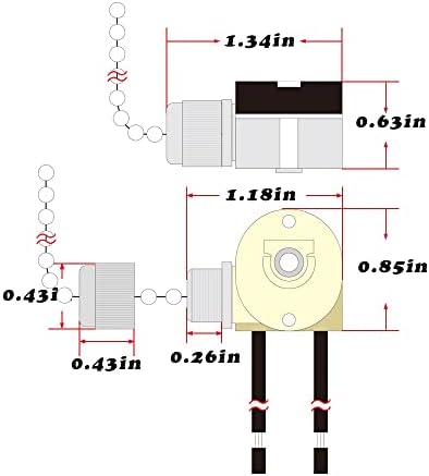 Interruptor do ventilador de teto 2 pacote de pacote Zing ZE-109 interruptor de luz de dois fios Pull Chain
