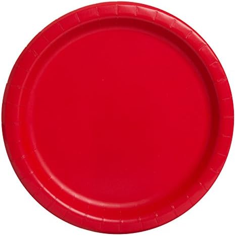Placas de papel de jantar redondo sólidas exclusivas, 9, Ruby Red