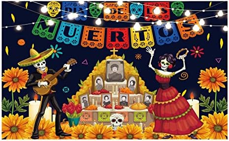 Allenjoy Day of the Dead Dia de Los Muertos Caso-pano de fundo mexicano Skull Flor Tombstone Fiesta