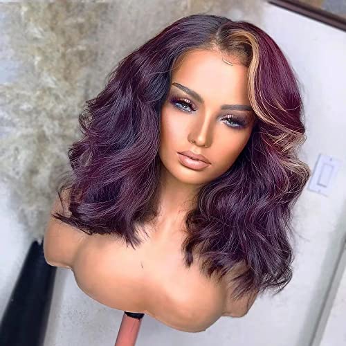 Quinlux peruca cor de cor curta onda natural perucas de cabelo humano 27 Mel com destaque da loira