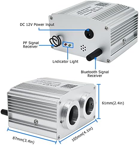 Azimom Bluetooth/RF Controle Porta dupla 16W Twinkle Fiber Optic Light Source Motor RGBW Box Motor Motor Música