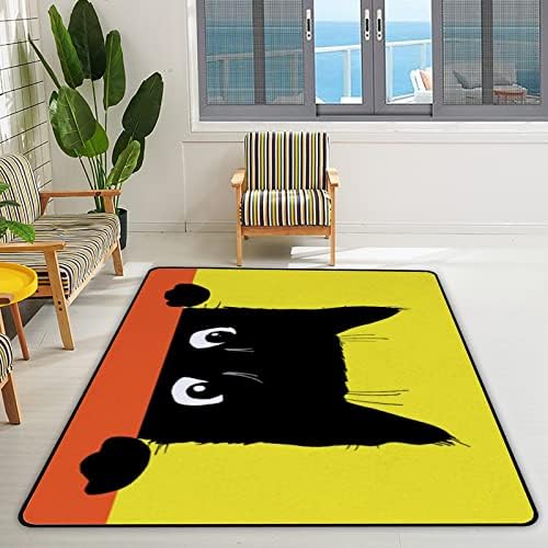 Rastreamento de tapete interno de taco de tapete preto gato engraçado para a sala de estar quarto educacional
