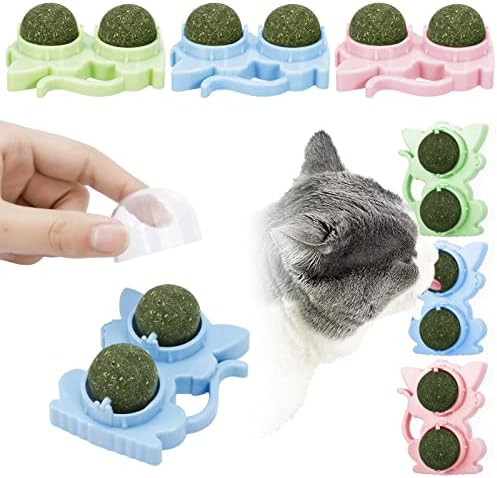 Brinquedos de parede de catnip, 3 brinquedos de gato de embalagem, bolas lambidas de catnip de Silvervine