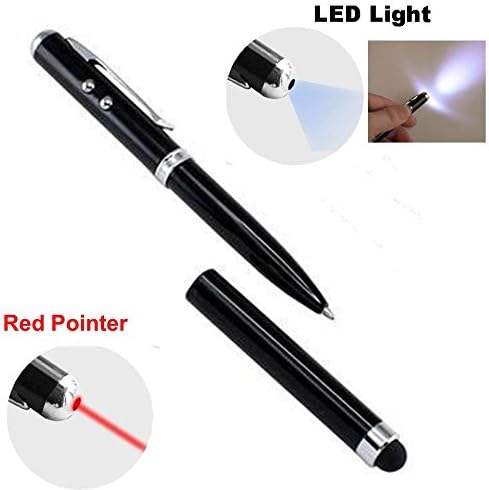 Caneta de caneta, [2 pcs] 4-in-1 universel touch tel sylus + caneta de esferografia + ponteiro + lanterna LED para