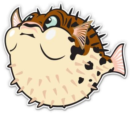 Puffer Fish Cartoon fofo - adesivo de vinil de 12 decalque à prova d'água