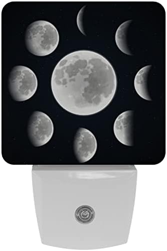 Evanlinsim Moon Fases Defina o conjunto de luzes de luz noturna de 2, 0,5 W Luzes noturnas LED para crianças