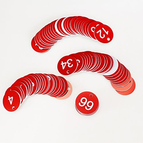 Melleco 100pcs plástico 35mm Soldura redonda Placas de identificação Número Tags de cabide Discos