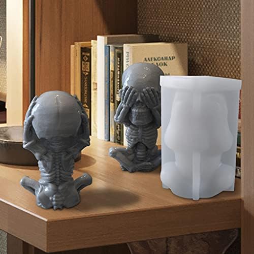 Moldes de silicone de crânio 3D, molde de vela de skull de Halloween DIY Não ouça, moldes epóxi do crânio, para