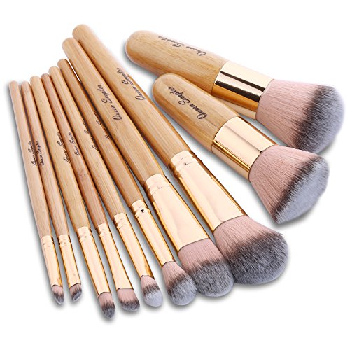 10 PCS Magiz Brush Conjunto de bambu profissional Make Up Brush Foundation Powlebrow Eyeshadow sobrancelha