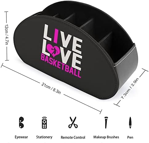 Live Love Basketball PU Leather Remote Control titular Caixa de armazenamento do organizador de mesa com 5
