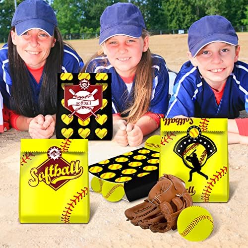 24 PCS Softball Gift Bags Softball Goodie Bags Sacos de tratamento de softball para softbol de festas de aniversário