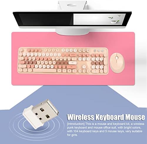 Mouse de teclado sem fio, 104 Keys Ergonomic Cute Game de mesa de mesa Kit de mouse para garotas para jogos