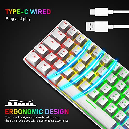 SELORSS MINI 60% do teclado de jogos mecânicos com fio, 22 RGB Chroma BackLit, compacto 62 Tectas