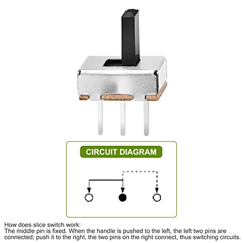 Chanzon spdt mini micro interruptor de slide 1p2t 2 posição 20pcs 6 mm alternância vertical interruptor