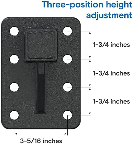 Montagem de Pintle Ajustável para Serviço Pesado para Receptor de Hitch de 2 polegadas 15.000 lbs 3 posições Montagem de gancho Pintle, preto