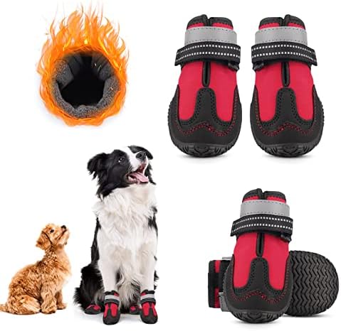 Botas de cachorro shandus para cães pequenos grandes grandes anti-deslizamento, botas de cães de inverno