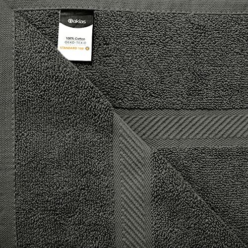 Oakias 6 Pacote Toalhas de algodão médio cinza - 24 x 48 polegadas 500 gsm - Hotel, piscina e toalhas de ginástica