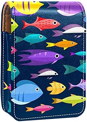 Coleção de peixes Cartoon Lip Lip Gloss Lipstick Case Case de maquiagem portátil Bolsa de batom de viagem Caixa