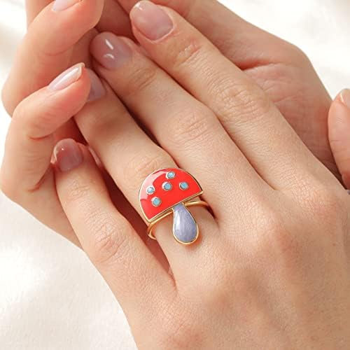 Koleso charme colorido de cogumelos de cristal colorido para mulheres anel de esmalte feminino Tiny círculo anéis