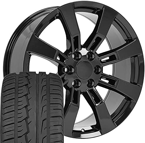 OE Wheels LLC Boras de 22 polegadas se encaixam Chevy Silverado Tahoe Sierra Yukon Escalade CV82 Gloss Black